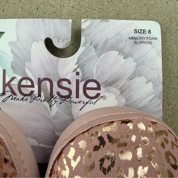 Kensie Pink and Gold Leopard Memory Foam Slippers, NEW, Size 8 - Picture 3 of 5